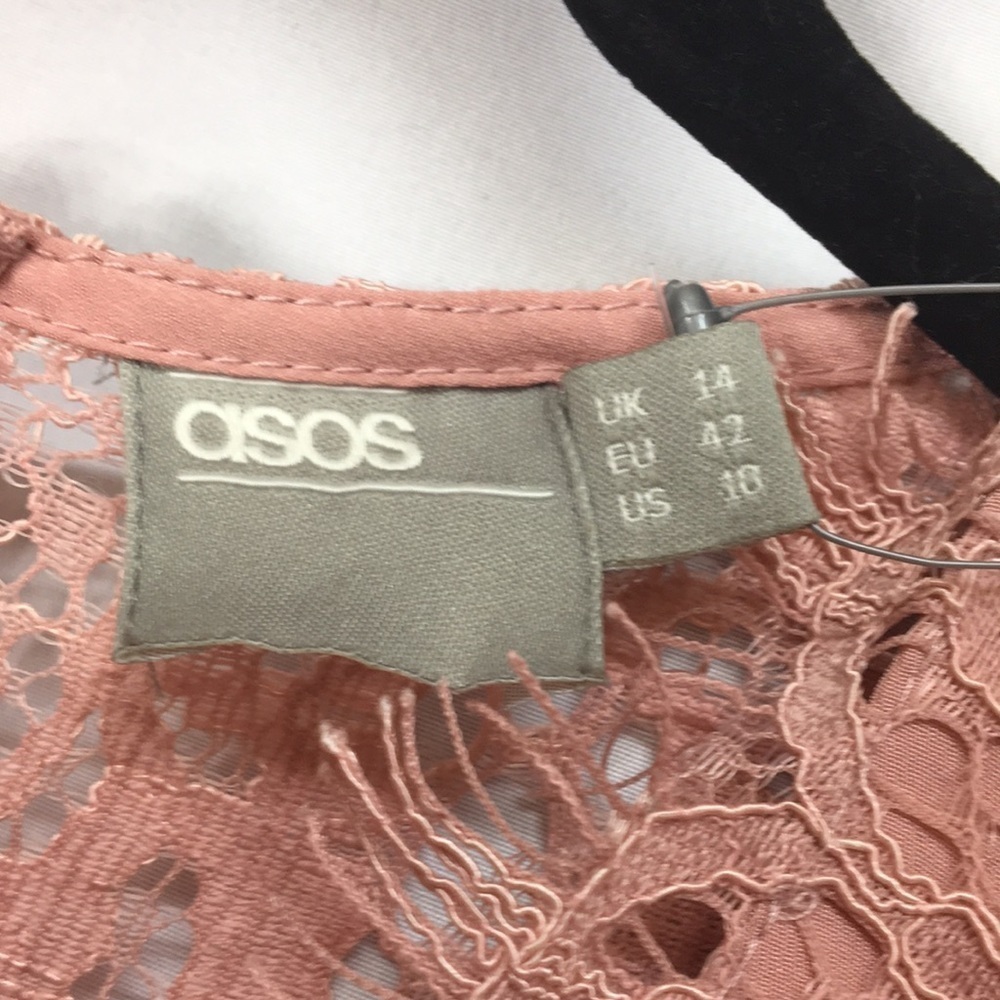 ASOS Women’s Long Sleeve Pink Lace Mini Prom Dress Size 10 NEW With Tags - Picture 3 of 10
